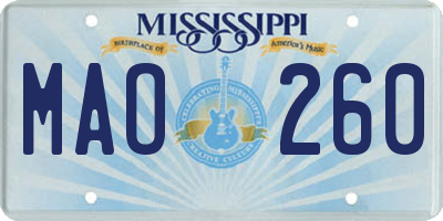 MS license plate MAO260