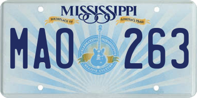 MS license plate MAO263