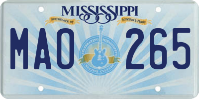 MS license plate MAO265
