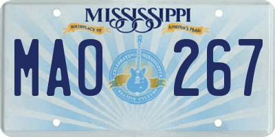 MS license plate MAO267