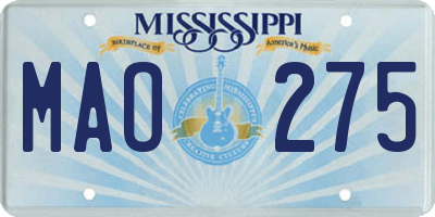 MS license plate MAO275