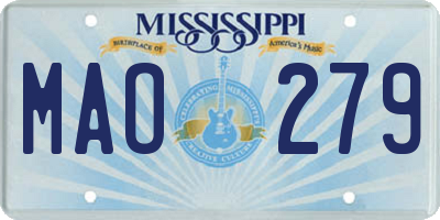 MS license plate MAO279