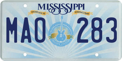 MS license plate MAO283