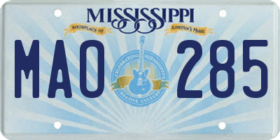 MS license plate MAO285