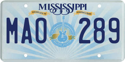 MS license plate MAO289