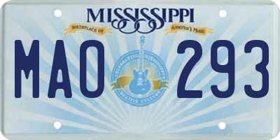 MS license plate MAO293