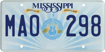 MS license plate MAO298