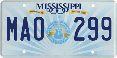 MS license plate MAO299