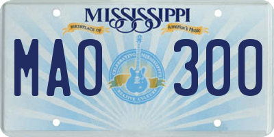 MS license plate MAO300