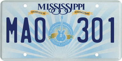 MS license plate MAO301