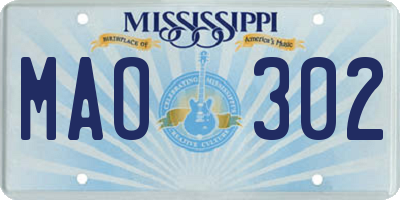 MS license plate MAO302