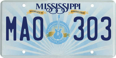 MS license plate MAO303