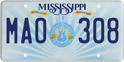 MS license plate MAO308
