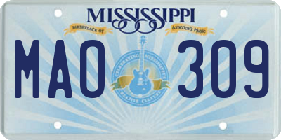 MS license plate MAO309
