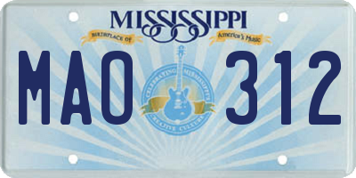 MS license plate MAO312