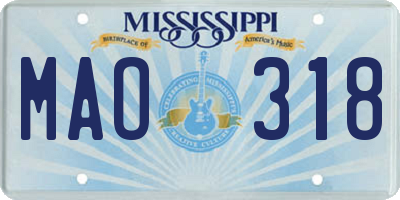 MS license plate MAO318