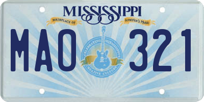 MS license plate MAO321