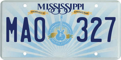 MS license plate MAO327
