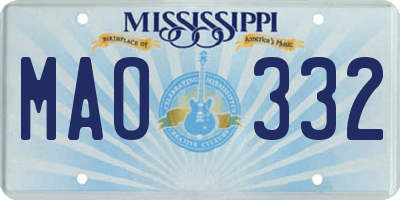 MS license plate MAO332