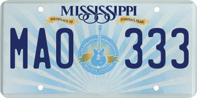 MS license plate MAO333