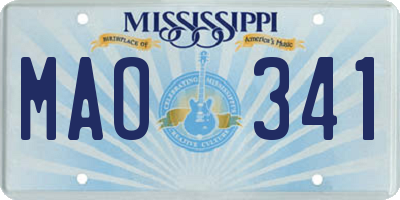 MS license plate MAO341