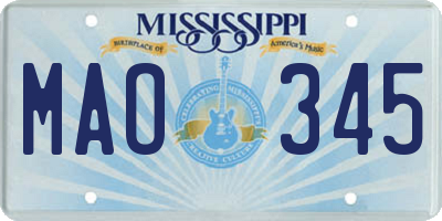 MS license plate MAO345
