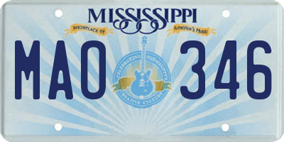 MS license plate MAO346