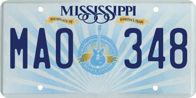 MS license plate MAO348