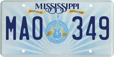 MS license plate MAO349