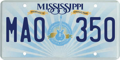 MS license plate MAO350