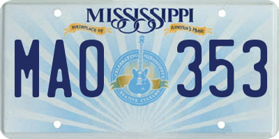 MS license plate MAO353