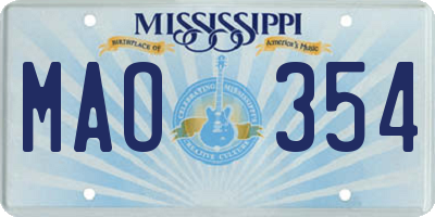 MS license plate MAO354