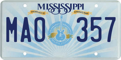 MS license plate MAO357