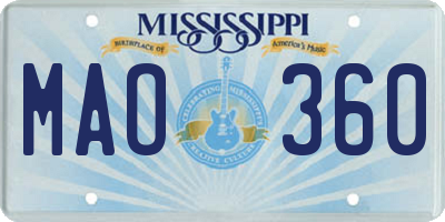 MS license plate MAO360