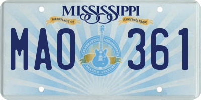 MS license plate MAO361