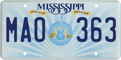 MS license plate MAO363