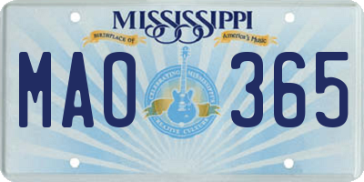 MS license plate MAO365