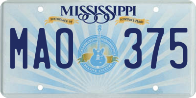 MS license plate MAO375