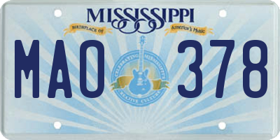 MS license plate MAO378