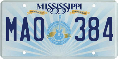 MS license plate MAO384