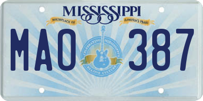 MS license plate MAO387
