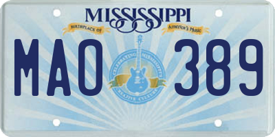 MS license plate MAO389