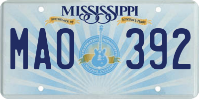 MS license plate MAO392