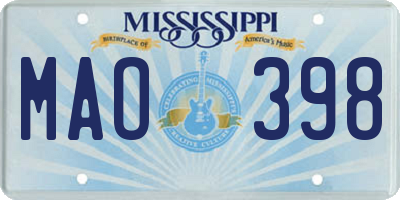 MS license plate MAO398