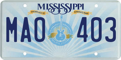 MS license plate MAO403