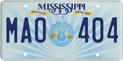 MS license plate MAO404