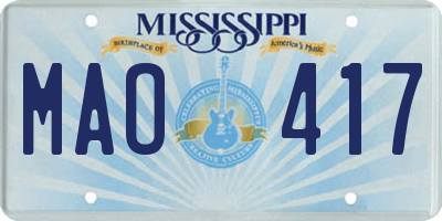 MS license plate MAO417