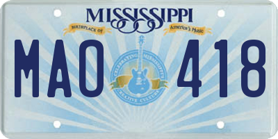 MS license plate MAO418
