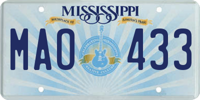 MS license plate MAO433