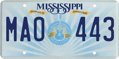 MS license plate MAO443